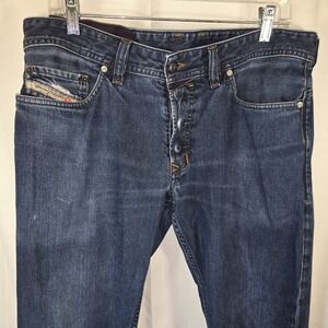 DIESEL Industries Selvedge Blue Jeans Mens Size 33 (Measures 36x33)‎ Button Fly